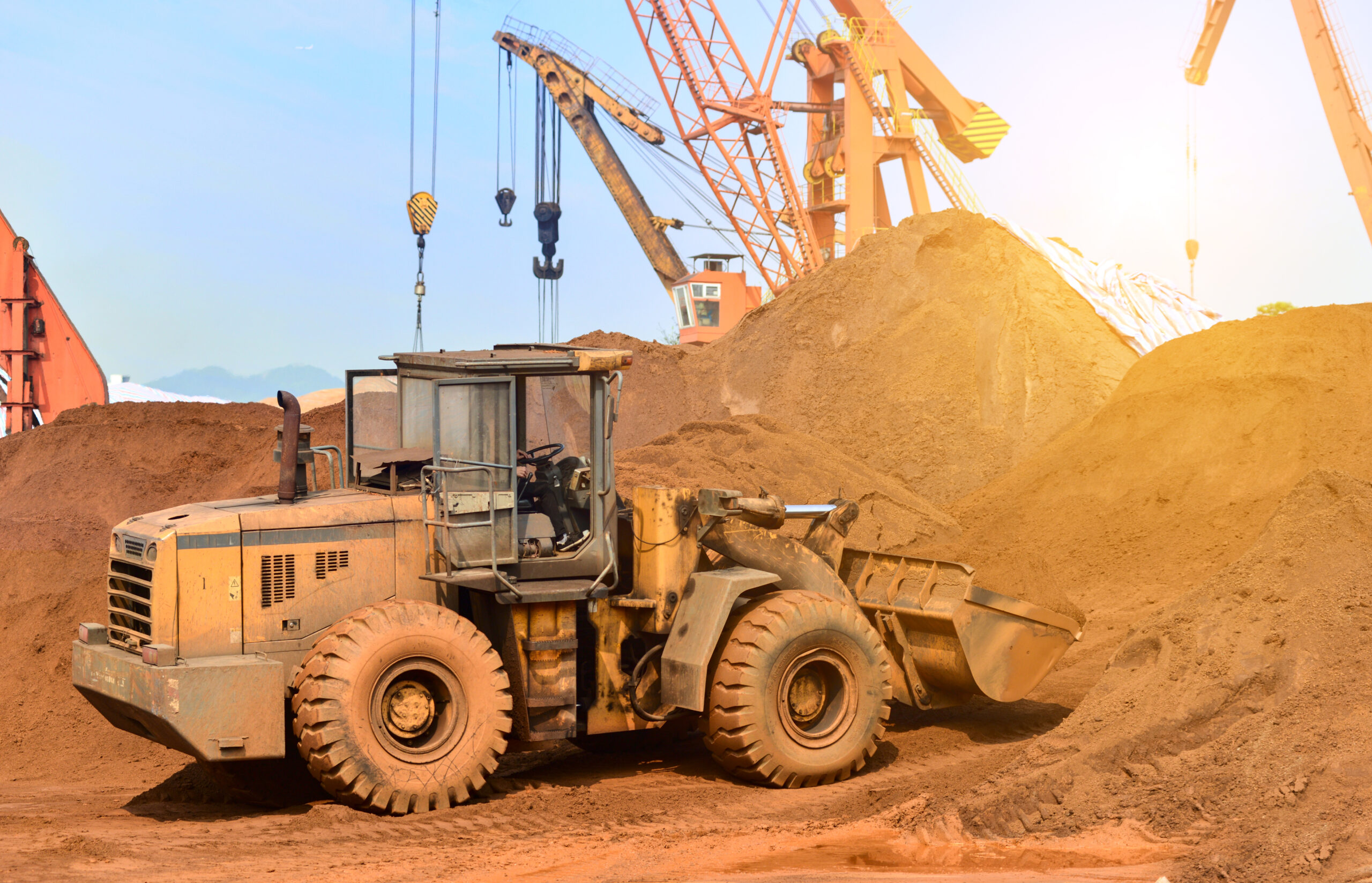 close up construction site excavator